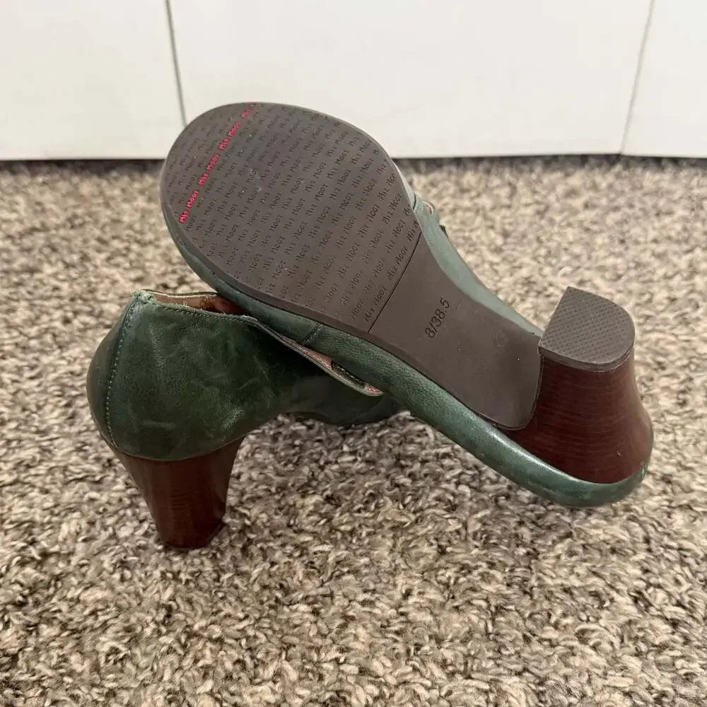 Miz Mooz Vintage Leather Mary Jane Heels in green